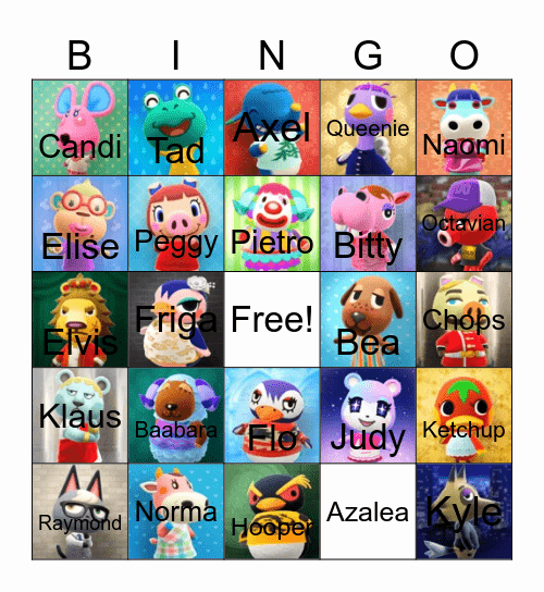 Animal Crossing Bingo Card