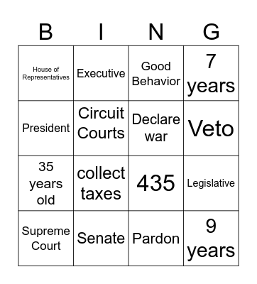 Three Branches Bingo Card