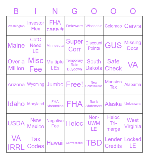 Kraken Bingo Card