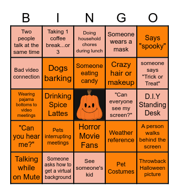 Virtual Halloween Bingo Card
