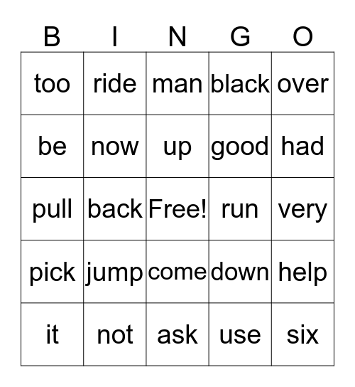 First Grade Sight Words Unit 1 Bingo Card