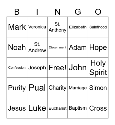 Christian Bingo Card