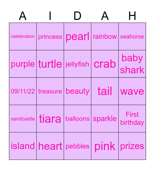 Mermaid BINGO Card