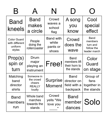 DHS Contest BANDO Bingo Card
