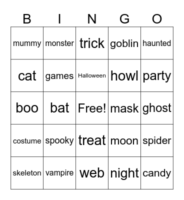 Halloween Bingo Card