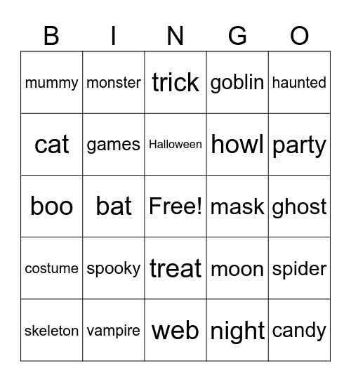 Halloween Bingo Card