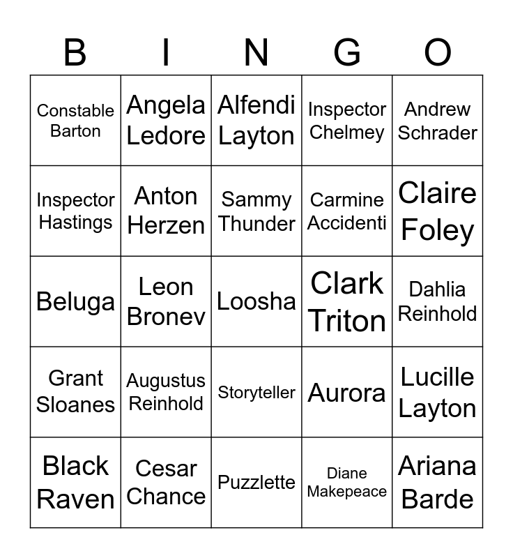 Ripper Roo Round 2 (Professor Layton) Bingo Card
