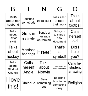 Honors English 9 Bingo Card