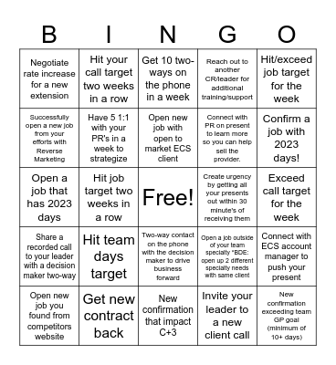 CR BINGO Card Bingo Card
