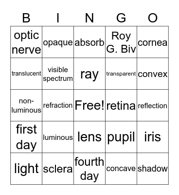 Light Bingo Card