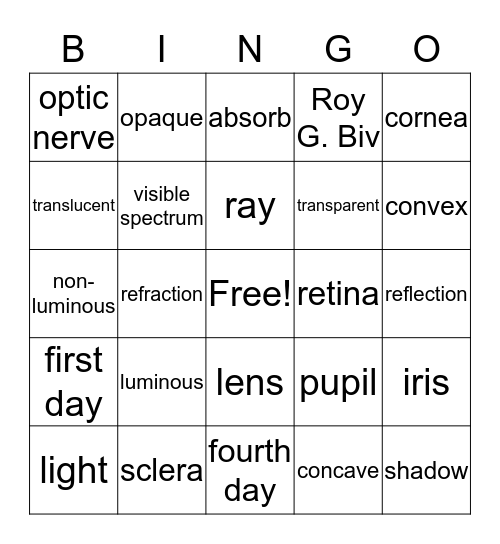 Light Bingo Card