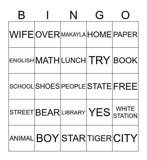 ASL Bingo Card