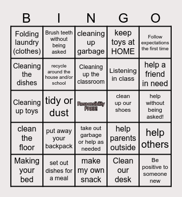 Responsibility BINGO Card