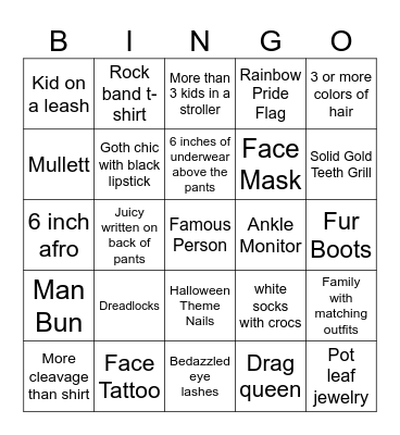 Atlanta Fair Bingo Card