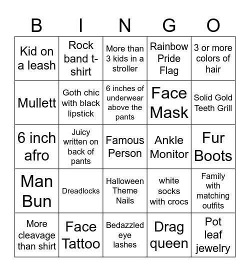 Atlanta Fair Bingo Card