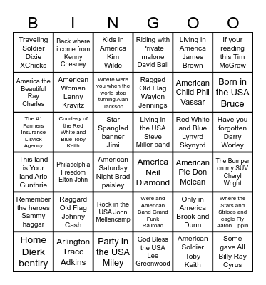 Stand for the FLAG  !!  USA PATRIOTIC MIX Bingo Card