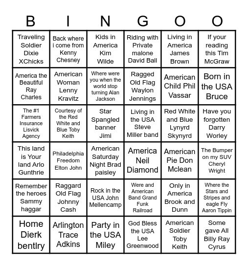 Stand for the FLAG  !!  USA PATRIOTIC MIX Bingo Card