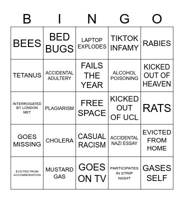 TATE INCIDENT BINGO Card