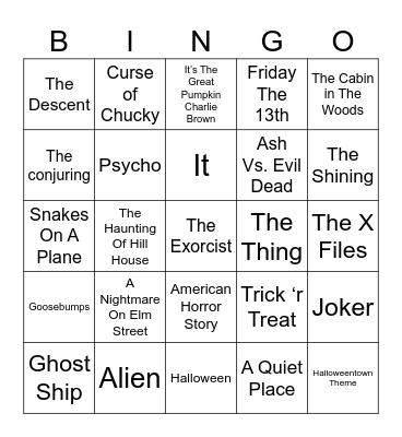 Horror Theme Song Music Bingo Card