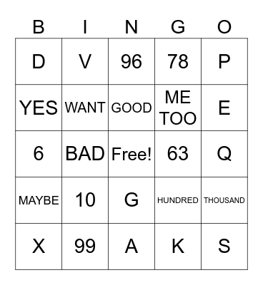 ASL Bingo Card