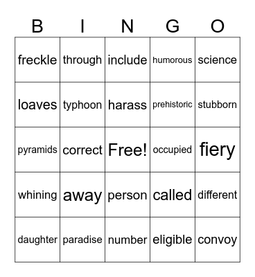 SIGHT WORDS Bingo Card