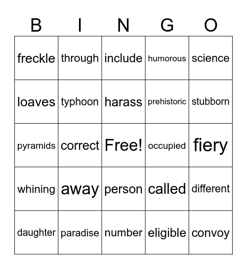 SIGHT WORDS Bingo Card