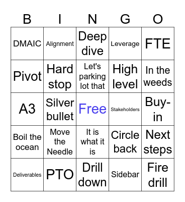 Corporate Lingo Bingo Card