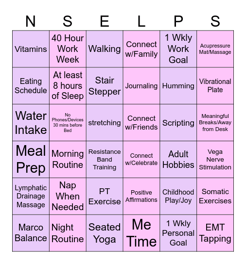 Wellness 6 Bingo Card