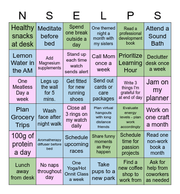 Wellness 6 Bingo Card
