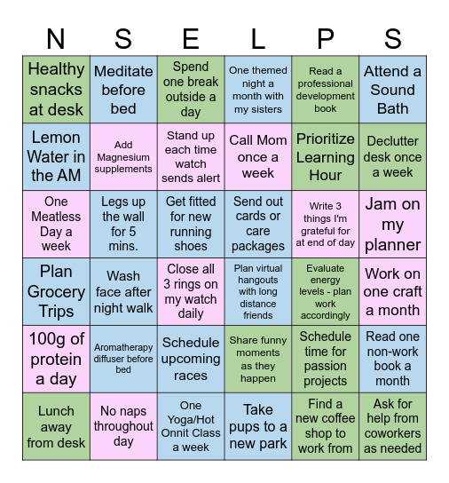 Wellness 6 Bingo Card