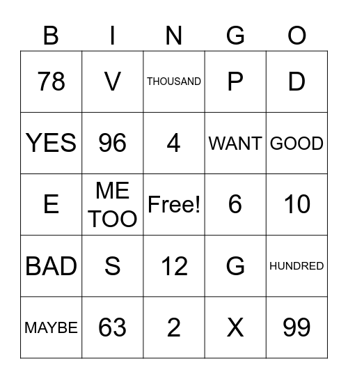 ASL Bingo Card