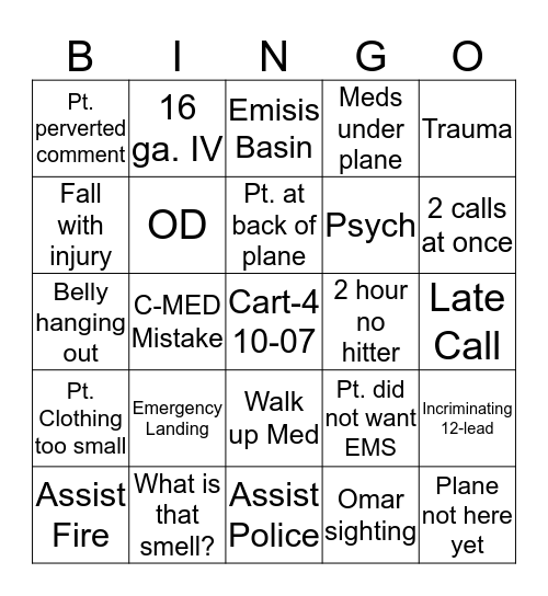The Ory Storm's Airport BINGO Card