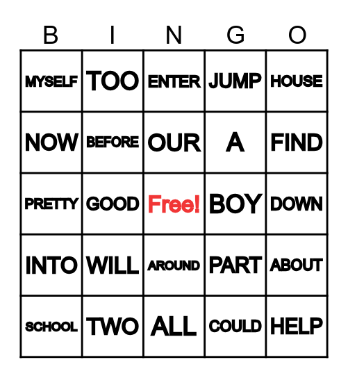 WORD BINGO Card