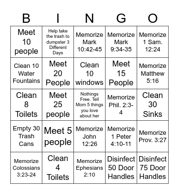 BCTC BINGO- 8ys old and up Bingo Card