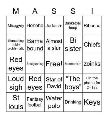Massi 🫶 Bingo Card
