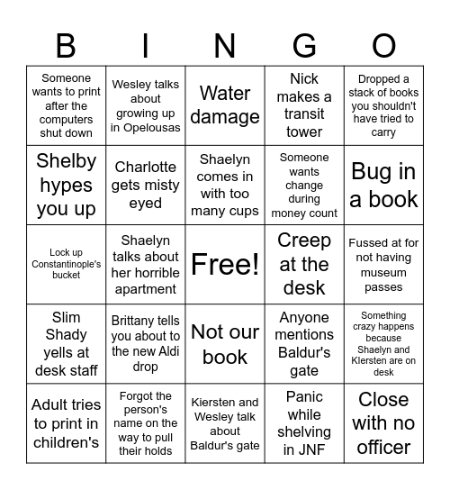 Circ Bingo Card