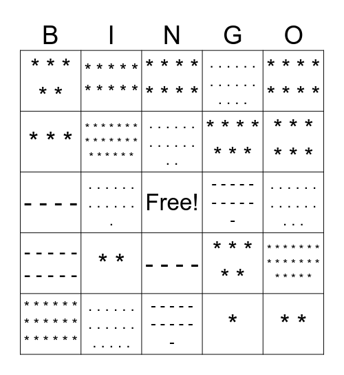 Counting! Bingo Card