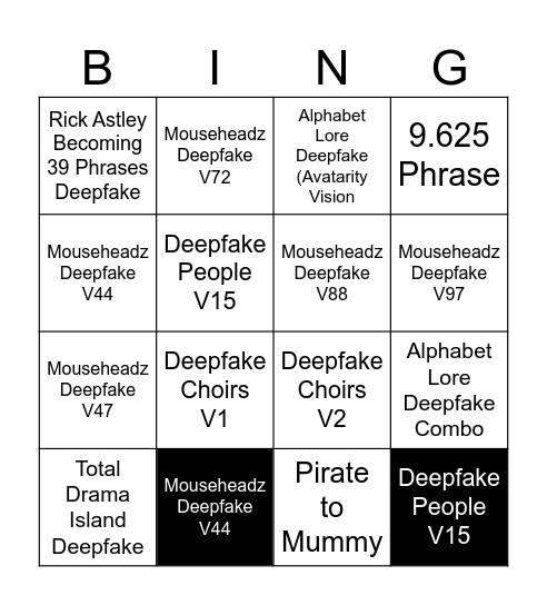 Deepfakes Bingo Card