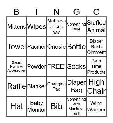 Baby Shower Bingo! Bingo Card