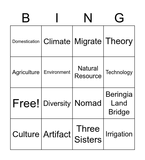 Native American Diversity Bingo Card