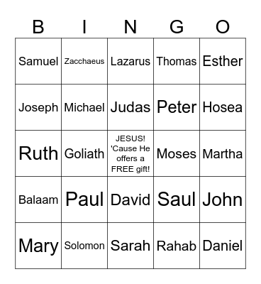 Bible Bingo Card