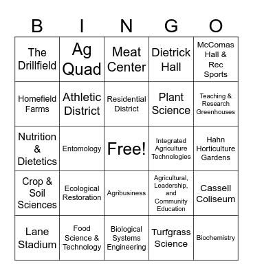 College of Agriculture and Life Sciences - Campus Bingo! Bingo Card