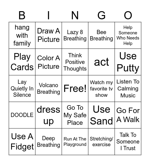 Relaxing Calm at School Bingo Card