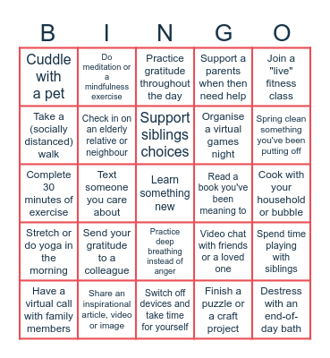 Happiness Bingo Card