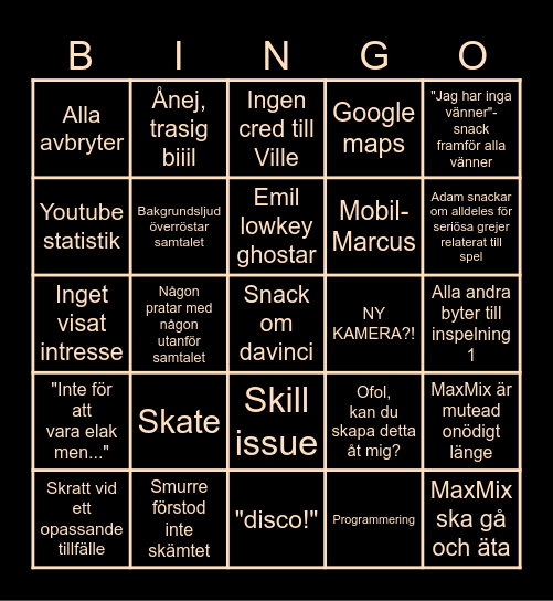Kompis Bingo Card