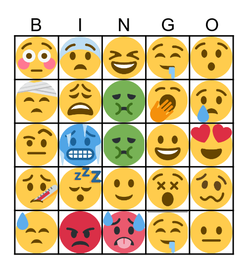 Emoji Feelings Bingo Card