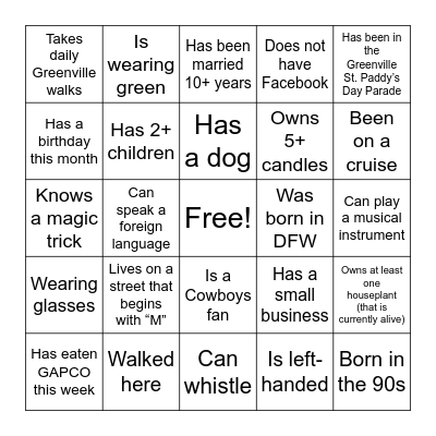 Get to Know Your Neighbors Bingo Card