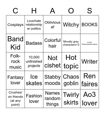 Jo’s Bingo Card