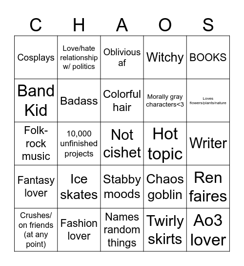 Jo’s Bingo Card