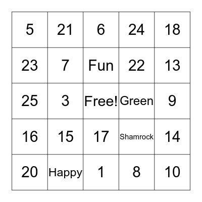 Happy St. Patrick Bingo Card